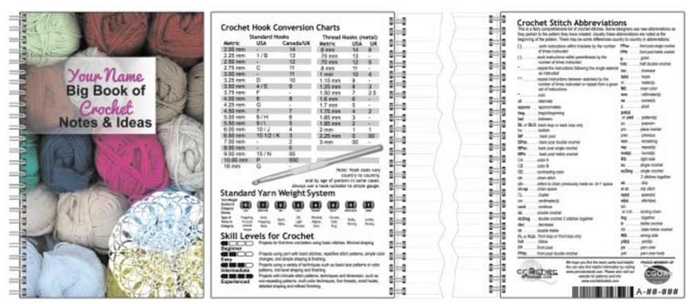 personalized crocheter's notebook view