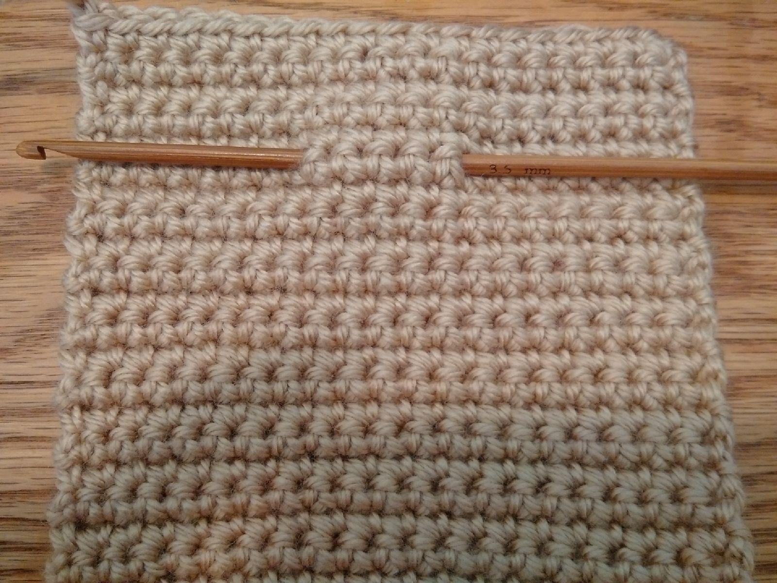swatch crocheted with 3.5mm hook